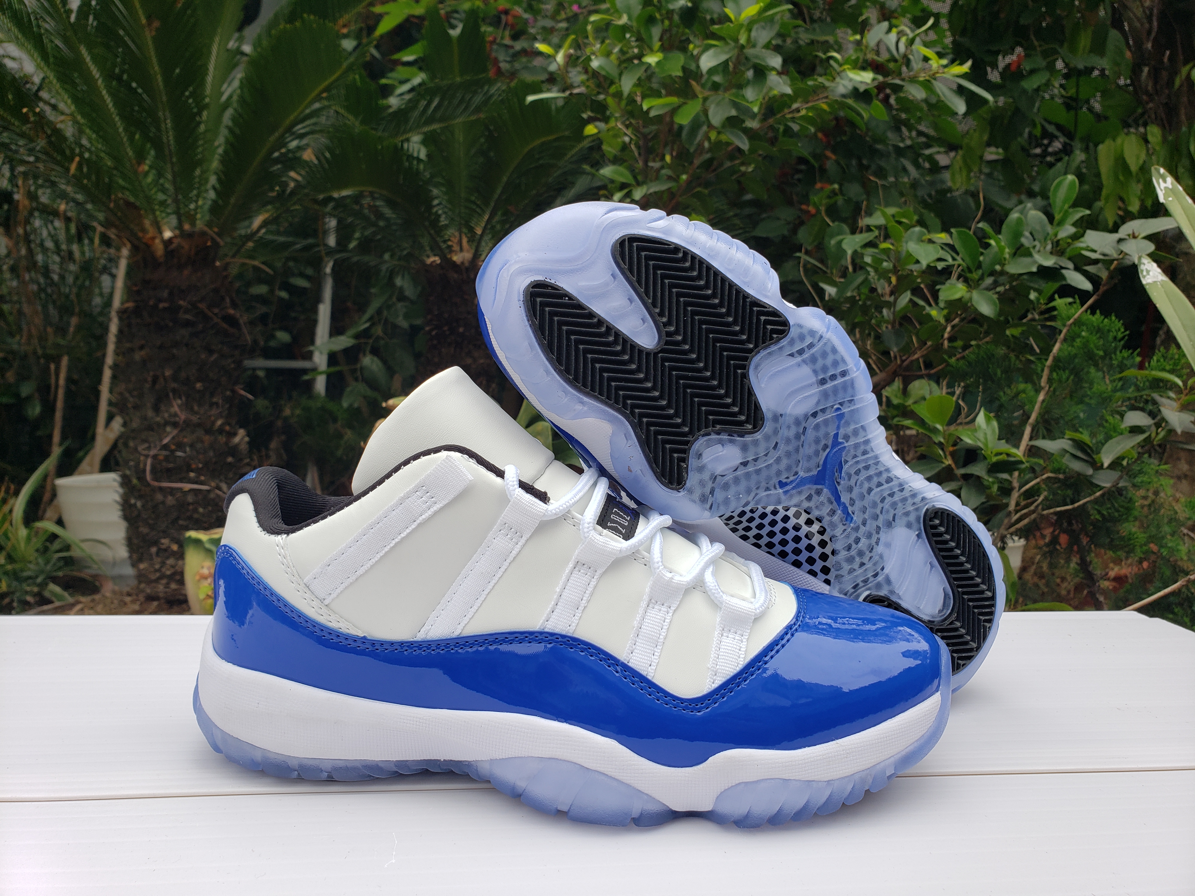 2020 Men Air Jordan 11 Low White Sea Blue Shoes